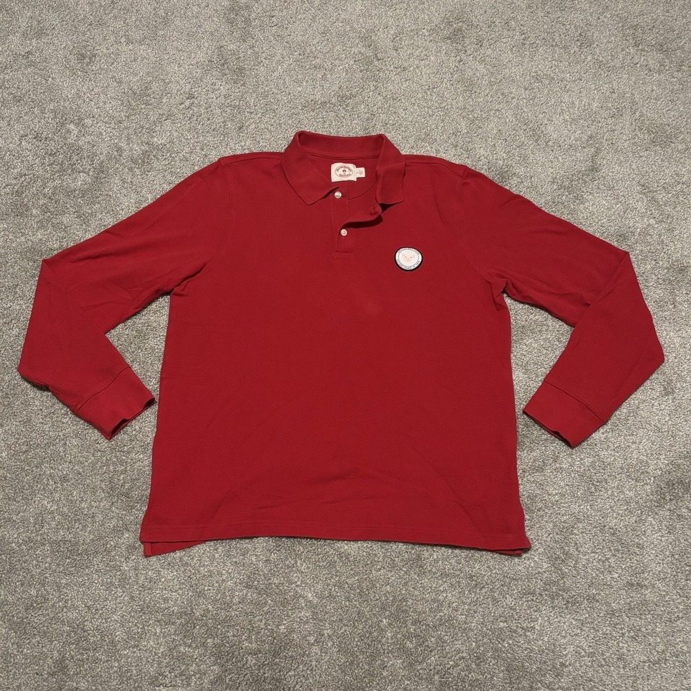 Brooks Brothers Polo Shirt Mens L\ Red Long Sleeve Cotton Casual pig embroider